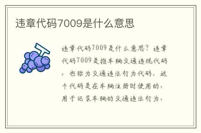 违章代码7009是什么意思