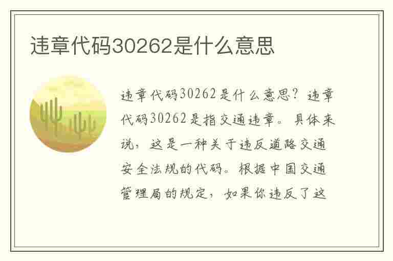 违章代码30262是什么意思(违章代码30262是什么意思啊)