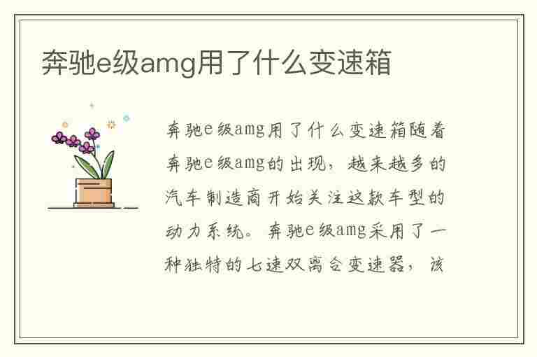 奔驰e级amg用了什么变速箱