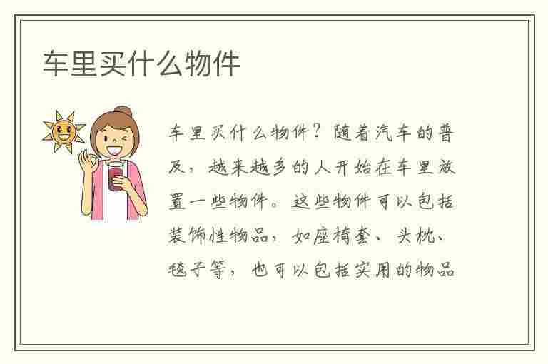 车里买什么物件(车里买什么物件好)