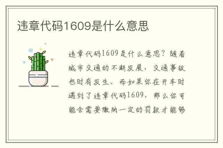 违章代码1609是什么意思