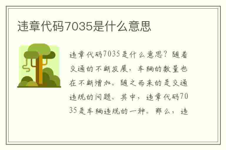 违章代码7035是什么意思(违章代码7035是什么意思啊)