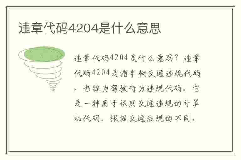 违章代码4204是什么意思