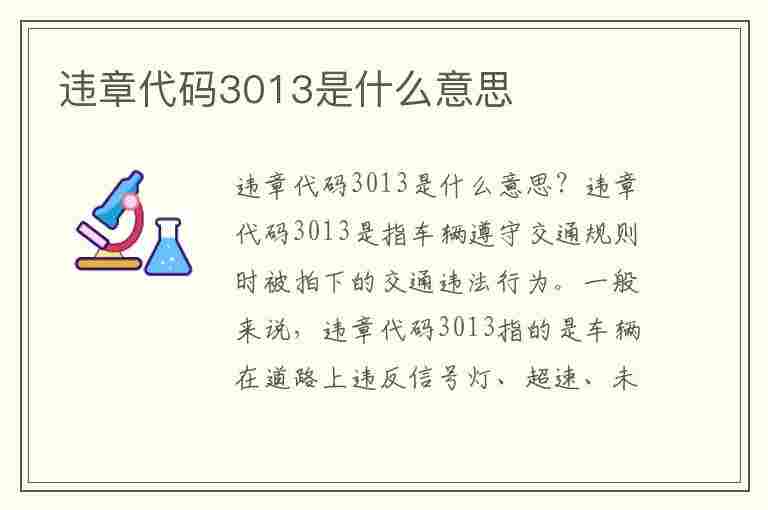 违章代码3013是什么意思(违章代码3013是什么意思啊)