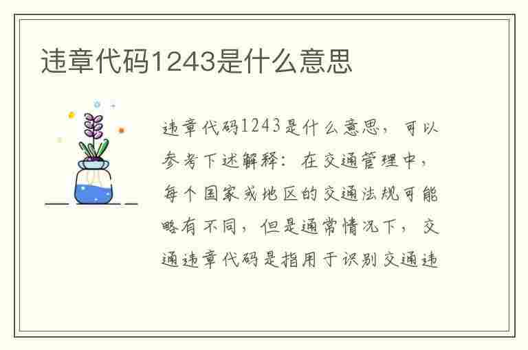 违章代码1243是什么意思(违章代码1243是什么意思啊)