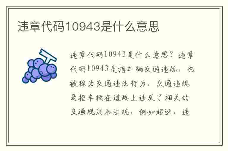 违章代码10943是什么意思(违章代码10943是什么意思啊)