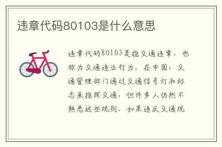 违章代码80103是什么意思(违章代码80103是什么意思啊)