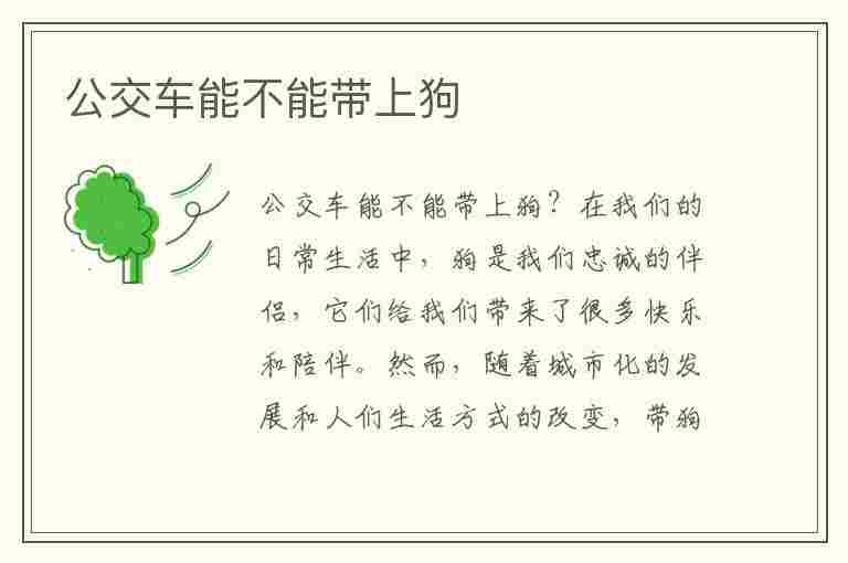 公交车能不能带上狗(公交车能不能带上狗狗)