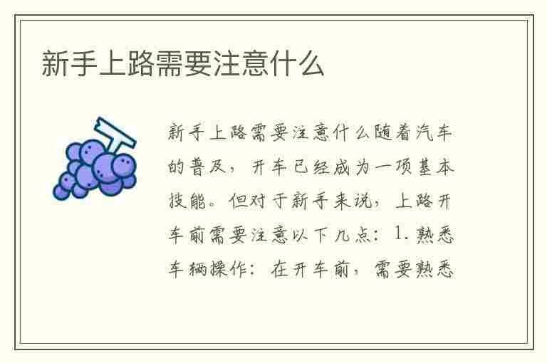 新手上路需要注意什么(新手上路需要注意什么事项)