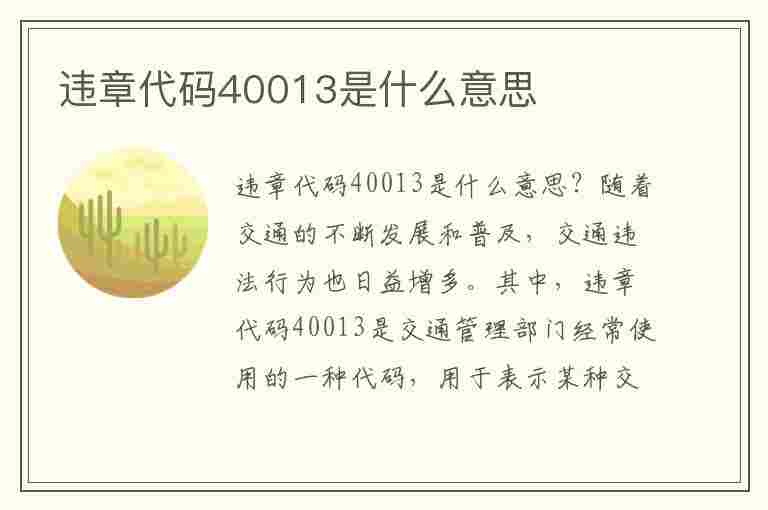 违章代码40013是什么意思(违章代码40013是什么意思啊)