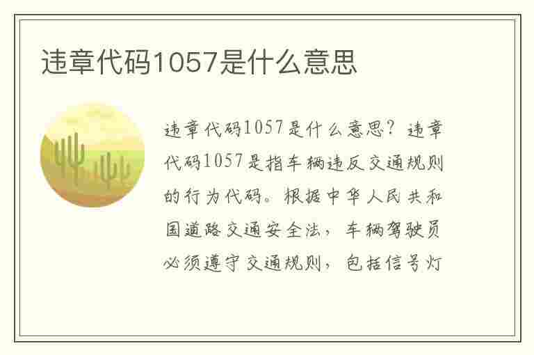 违章代码1057是什么意思(违章代码1057是什么意思啊)