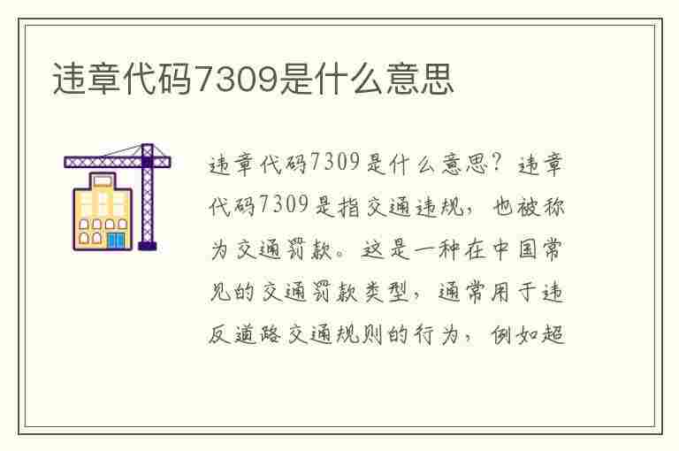 违章代码7309是什么意思(违章代码7309是什么意思啊)