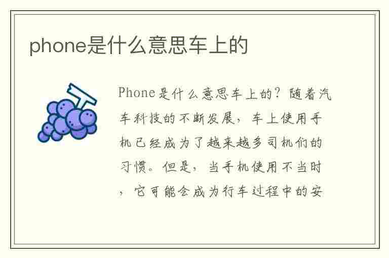 phone是什么意思车上的