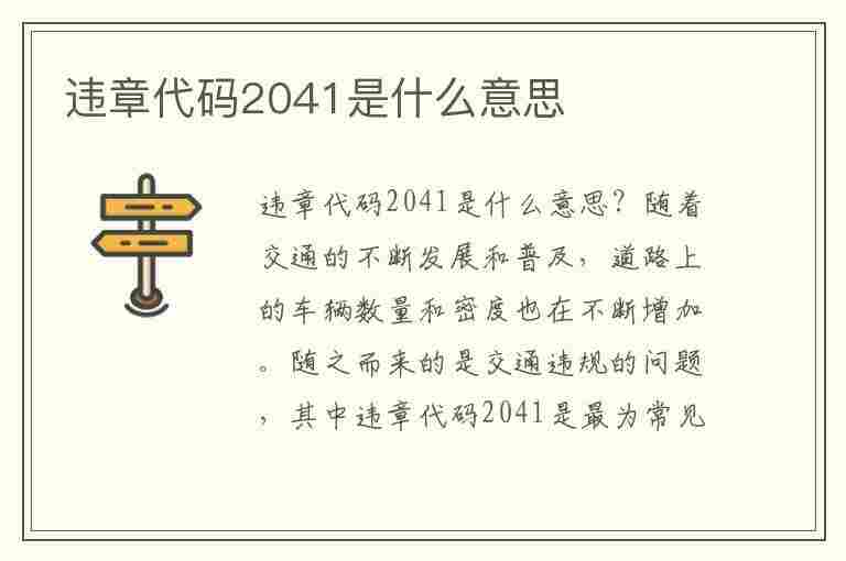 违章代码2041是什么意思(违章代码2041是什么意思啊)