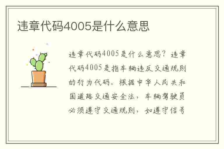 违章代码4005是什么意思(违章代码4005是什么意思啊)