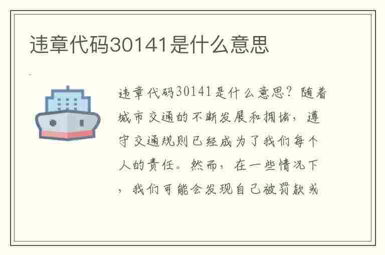 违章代码30141是什么意思(违章代码30141是什么意思啊)