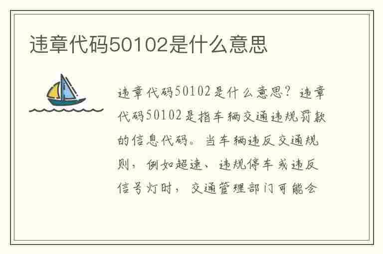 违章代码50102是什么意思(违章代码50102是什么意思啊)