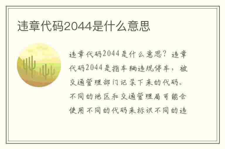 违章代码2044是什么意思(违章代码2044是什么意思啊)