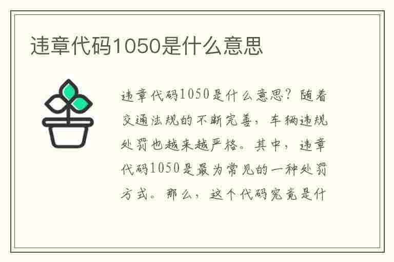 违章代码1050是什么意思(违章代码1050是什么意思啊)