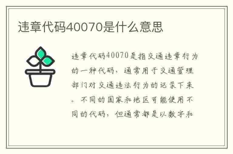 违章代码40070是什么意思(违章代码40070是什么意思啊)