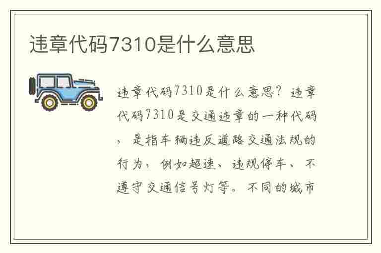 违章代码7310是什么意思