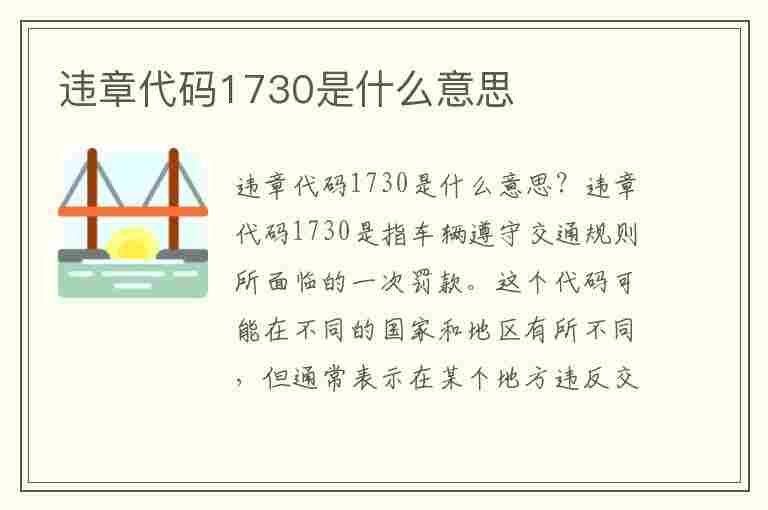 违章代码1730是什么意思(违章代码1730是什么意思啊)