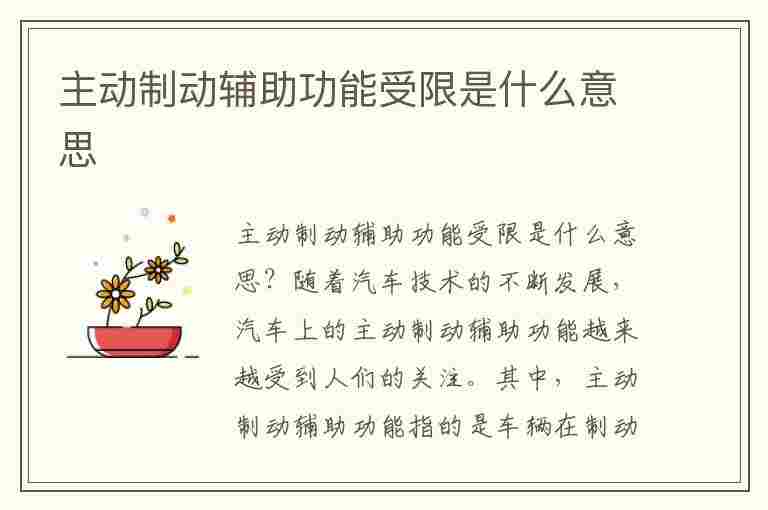 主动制动辅助功能受限是什么意思