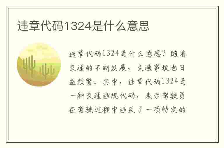 违章代码1324是什么意思(违章代码1324是什么意思啊)