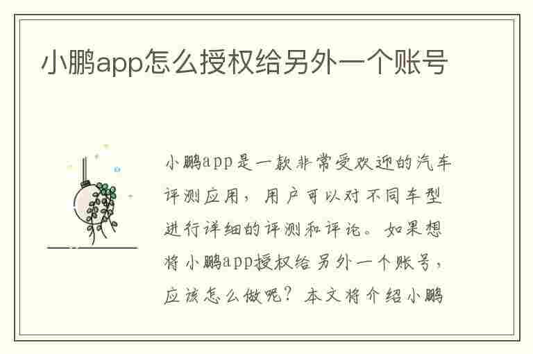 小鹏app怎么授权给另外一个账号