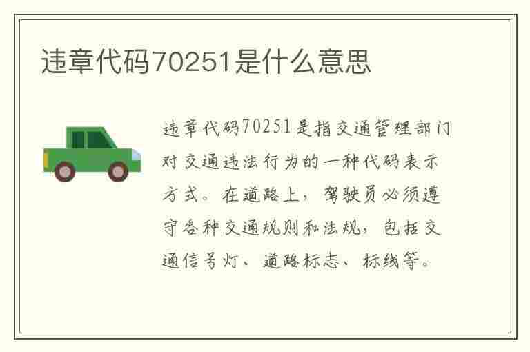 违章代码70251是什么意思(违章代码70251是什么意思啊)