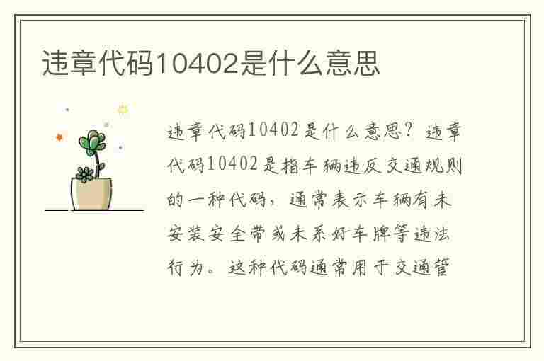 违章代码10402是什么意思(违章代码10402是什么意思啊)