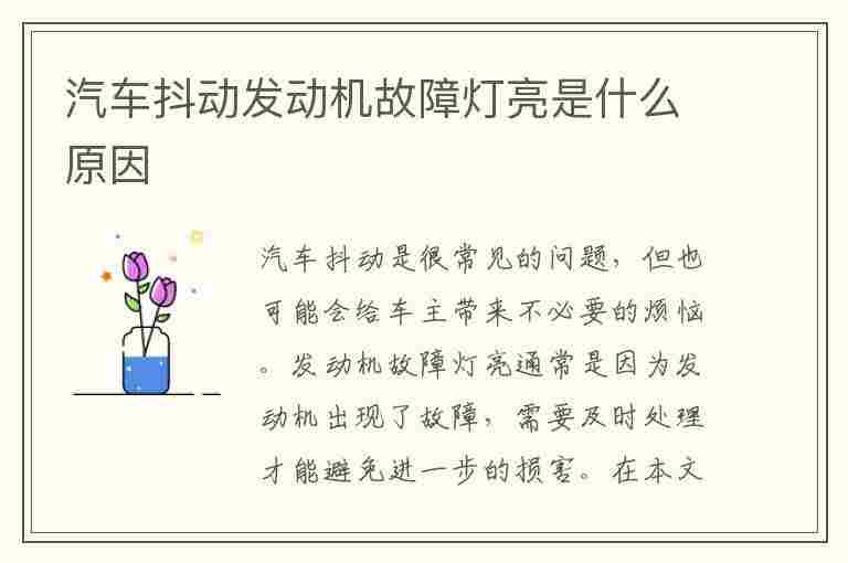 汽车抖动发动机故障灯亮是什么原因