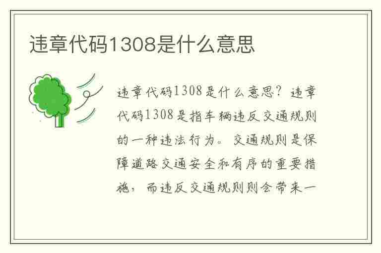 违章代码1308是什么意思(违章代码1308是什么意思啊)