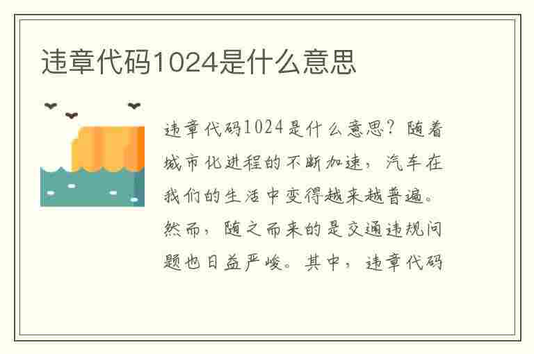 违章代码1024是什么意思(违章代码1024是什么意思啊)