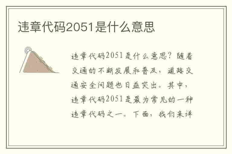 违章代码2051是什么意思(违章代码2051是什么意思啊)