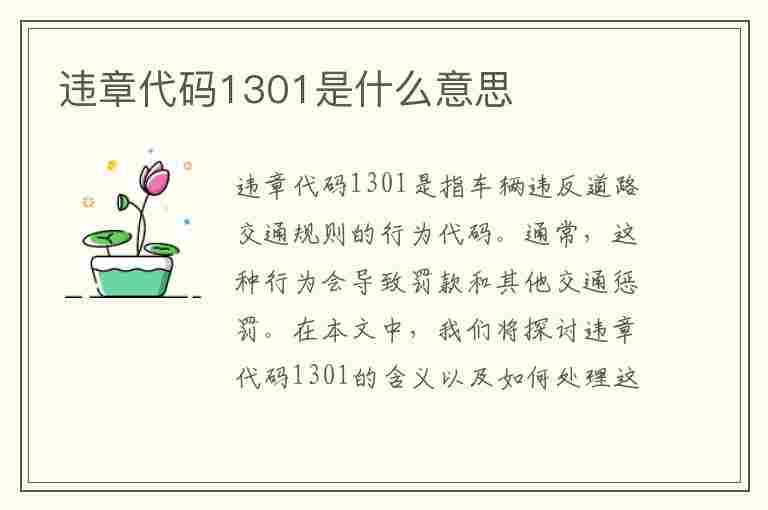 违章代码1301是什么意思(违章代码1301是什么意思啊)