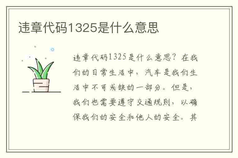 违章代码1325是什么意思(违章代码1325是什么意思啊)