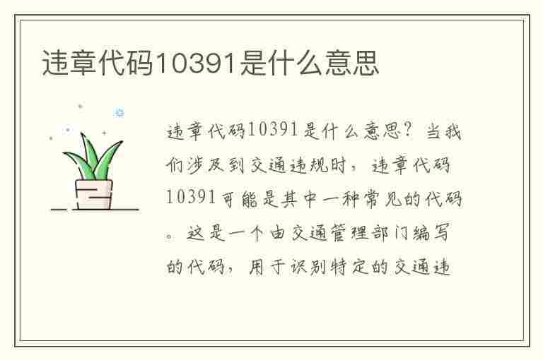 违章代码10391是什么意思(违章代码10391警告是否罚款)