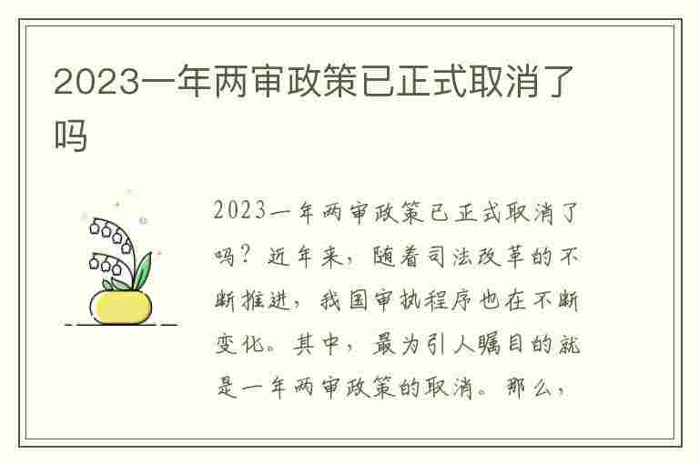 2023一年两审政策已正式取消了吗