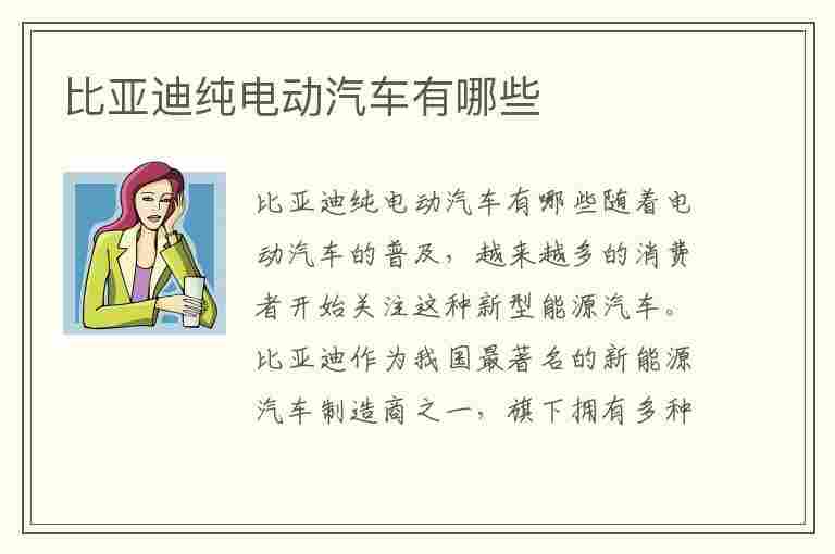 比亚迪纯电动汽车有哪些(比亚迪纯电动汽车有哪些车型)