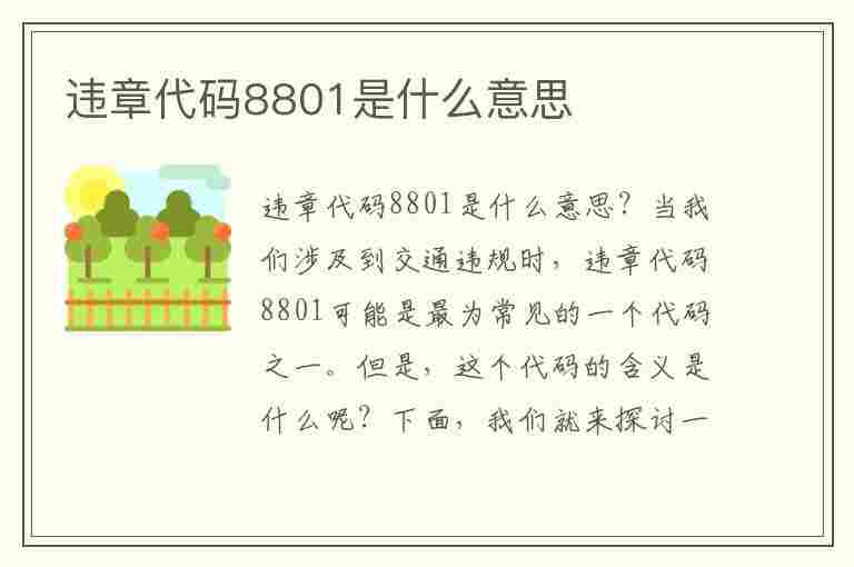 违章代码8801是什么意思