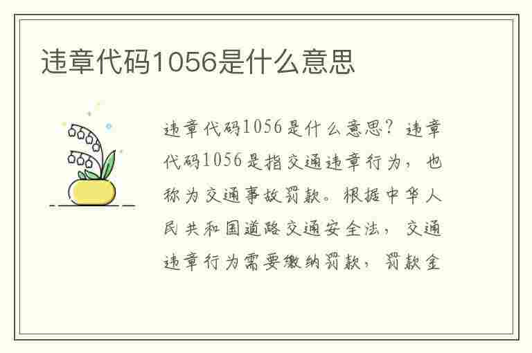 违章代码1056是什么意思(违章代码1056是什么意思啊)