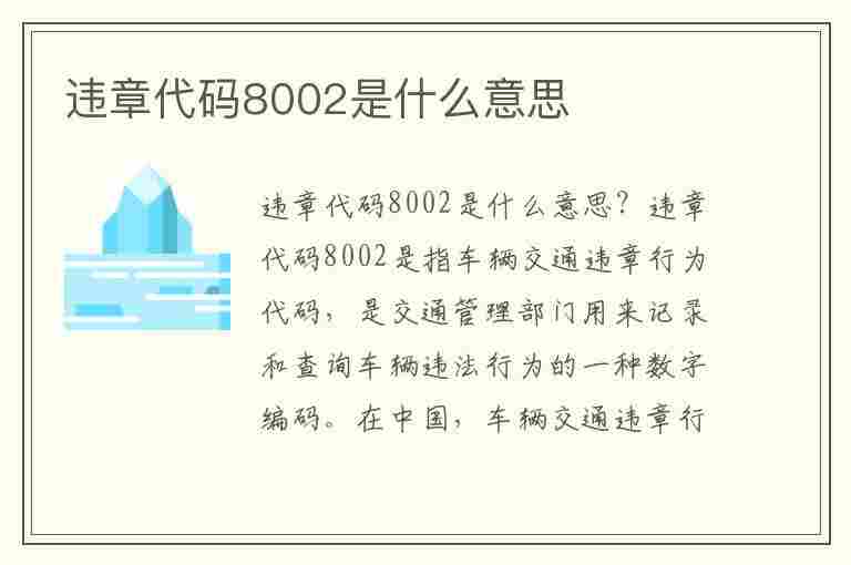 违章代码8002是什么意思(违章代码8002是什么意思啊)