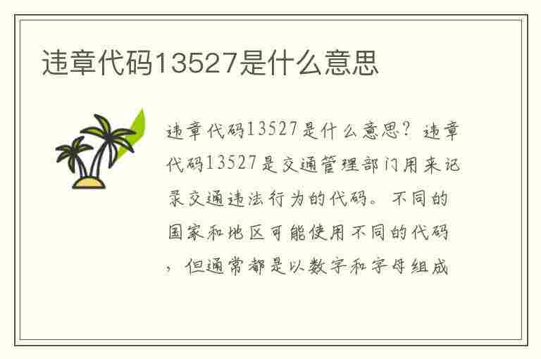 违章代码13527是什么意思(违章代码13527是什么意思啊)