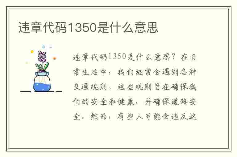 违章代码1350是什么意思(违章代码1350是什么意思啊)