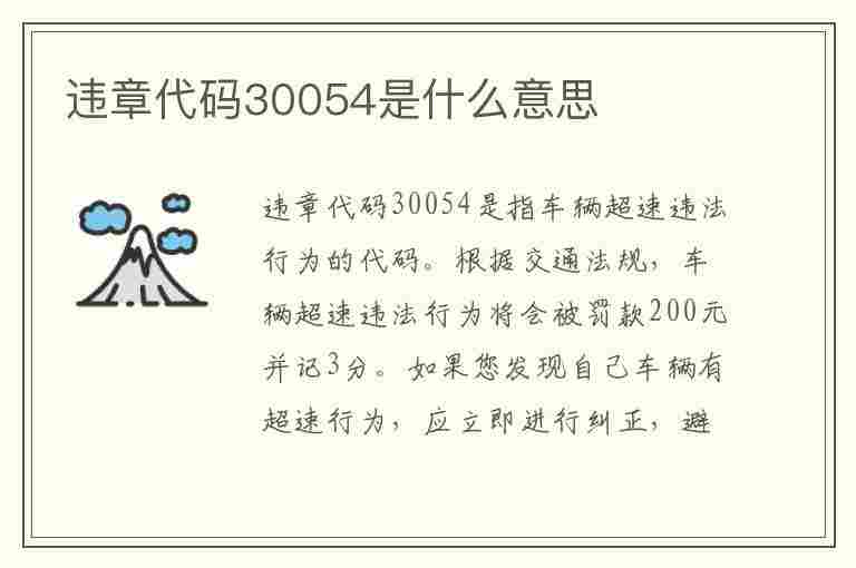 违章代码30054是什么意思(违章代码30054是什么意思啊)