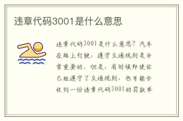 违章代码3001是什么意思