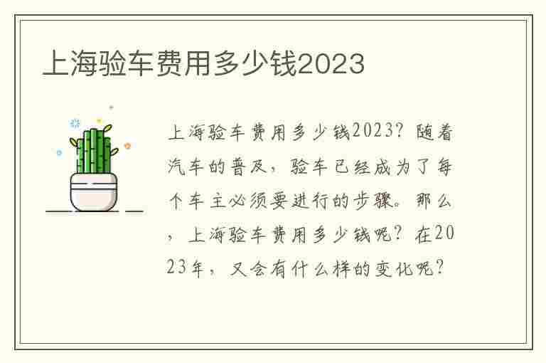 上海验车费用多少钱2023(上海验车费用多少钱2023年)