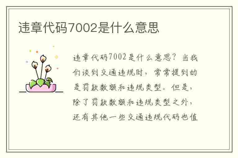 违章代码7002是什么意思(违章代码7002是什么意思啊)