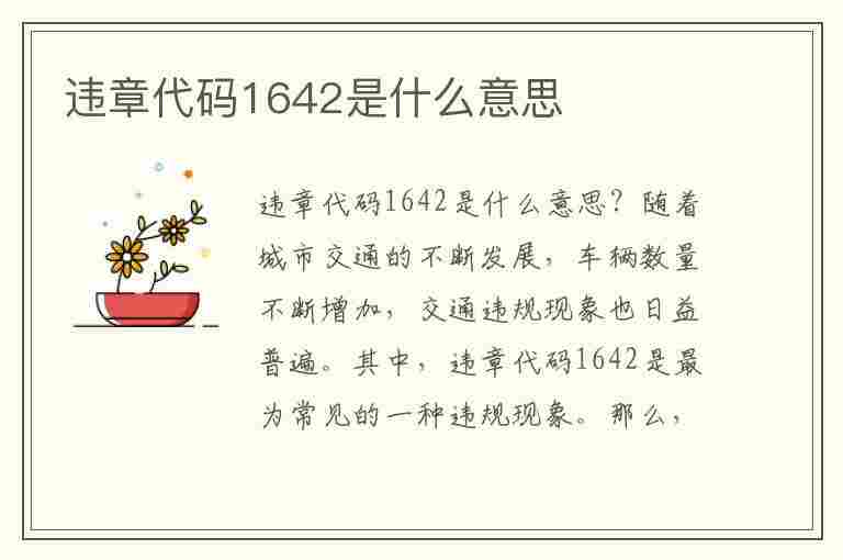 违章代码1642是什么意思